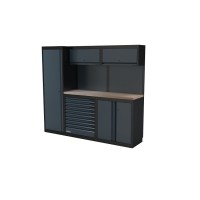 NEXT MSS Schrankwand Holzarbeitsplatte, glatte Rückwand, 2300mm/Länge