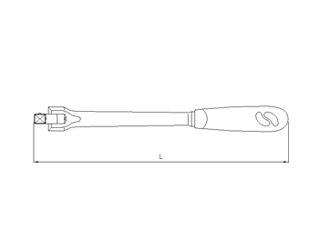 3/8'' Drehkopfnusshalter mit Griff, 250mm
