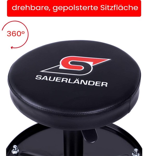 Sauerländer Werkstatthocker mit 5 Rädern, höhenverstellbar