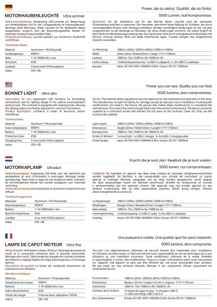 Motorhaubenleuchte Ultra schmal 5000 Lumen
