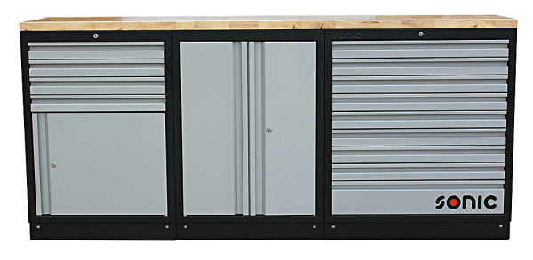 MSS 2193mm Schrankwand mit Holz-Arbeitsplatte
