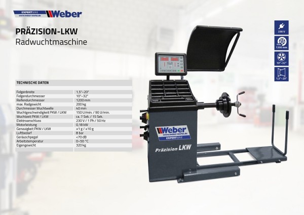 LKW Rad Wuchtmaschine Weber Expert Serie Präzision-LKW