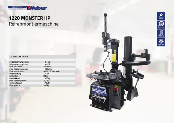PKW Reifenmontiermaschine Weber Expert Serie 1228 Monster HP