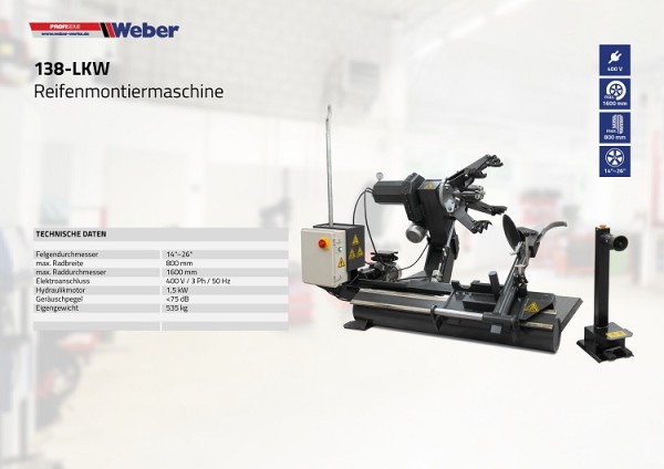 LKW Reifen Montiermaschine Weber Profi Serie 138-LKW