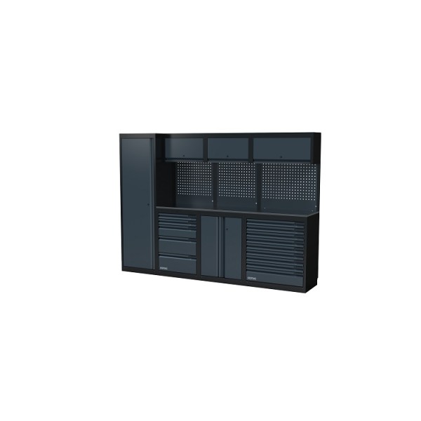 NEXT MSS Schrankwand Edelstahl-Arbeitsplatte, Lochwand, 2803mm/Länge