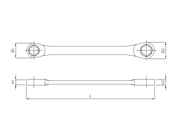 Doppelring-Ratschenschlüssel, gerade, E10XE12