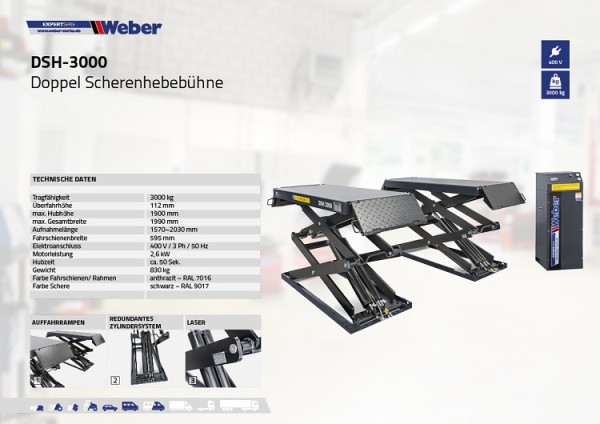 Doppel Scherenhebebühne Weber Expert Serie DSH-3000