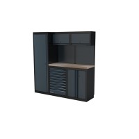 NEXT MSS Schrankwand Holzarbeitsplatte, glatte Rückwand, 1958mm/Länge