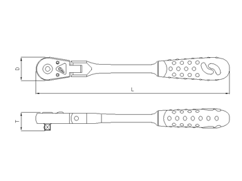 1/2'' Ratsche, flexibel, 45 Zähne, 440mm