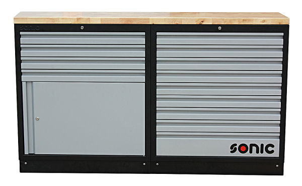 MSS 1690mm Schrankwand mit Holz-Arbeitsplatte