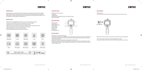 Endoskop mit Bildschirm und 2 Megapixel, OD 5.5mm Kamera