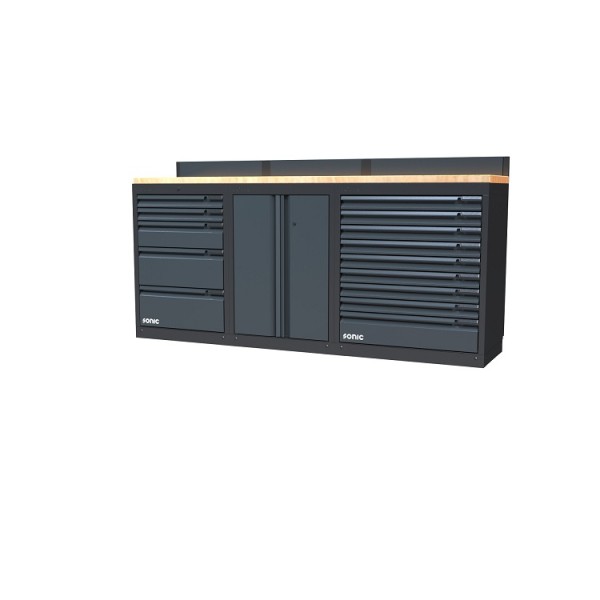 NEXT MSS Schrankwand Holz-Arbeitsplatte, niedrig, 2193mm