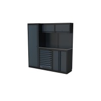 NEXT MSS Schrankwand Edelstahl-Arbeitsplatte, glatte Rückwand, 1958mm/Länge