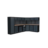 NEXT MSS Schrankwand Holz-Arbeitsplatte, Lochwand, 5026mm/Länge