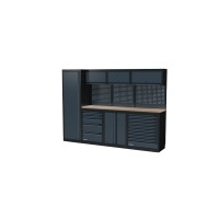 NEXT MSS Schrankwand Holz-Arbeitsplatte, Lochwand, 2803mm/Länge