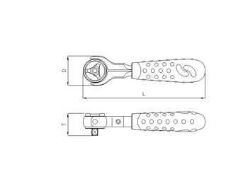 1/2'' Ratsche, beweglich, kurz, 72 Zähne