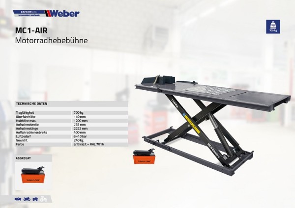Motorradhebebühne Weber Expert Serie MC1-Air