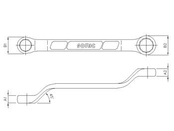 Abgekröpfter Ringschlüssel, 45°, 21x23mm