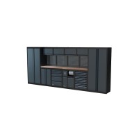 NEXT MSS Schrankwand Holz-Arbeitsplatte, Lochwand, 4524mm/Länge