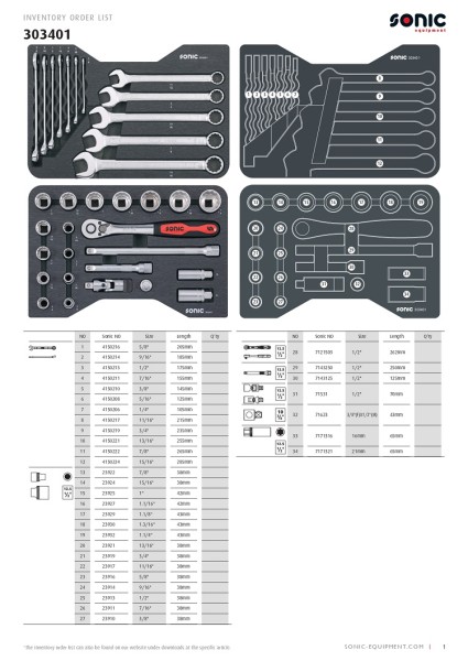 BMCS Stecknuss- und Schlüssel-Satz 1/2" SAE 34-tlg.