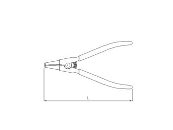 Sicherungsring- Zange, gebogen, offen,