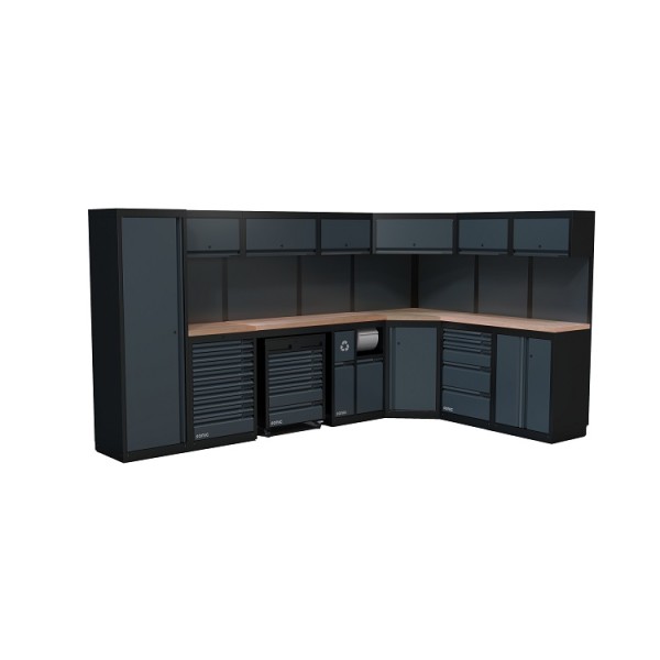 NEXT MSS Schrankwand Holz-Arbeitsplatte, glatte Rückwand, 5026mm/Länge