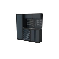 NEXT MSS Schrankwand Edelstahl-Arbeitsplatte, Lochwand, 1958mm/Länge