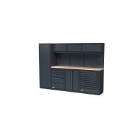 NEXT MSS Schrankwand Holz-Arbeitsplatte, glatte Rückwand, 2803mm/Länge