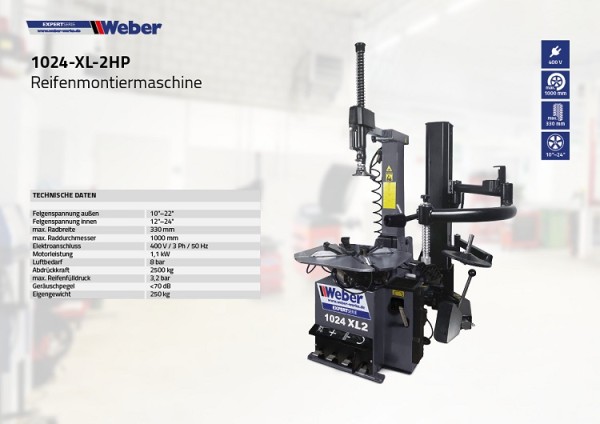 PKW Reifenmontiermaschine Weber Expert Serie 1024-XL-2HP