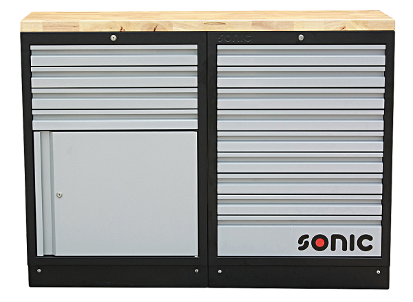 MSS 1348mm Schrankwand mit Holz-Arbeitsplatte