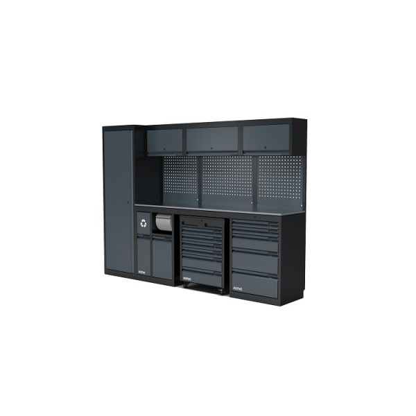 NEXT MSS Schrankwand Edelstahl-Arbeitsplatte, Lochwand, 2803mm/Länge