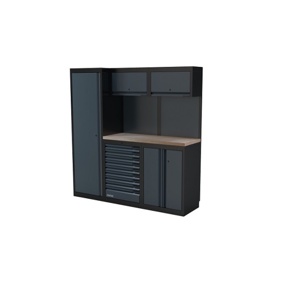 NEXT MSS Schrankwand Holzarbeitsplatte, glatte Rückwand, 1958mm/Länge