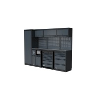 NEXT MSS Schrankwand Edelstahl-Arbeitsplatte, Lochwand, 2803mm/Länge