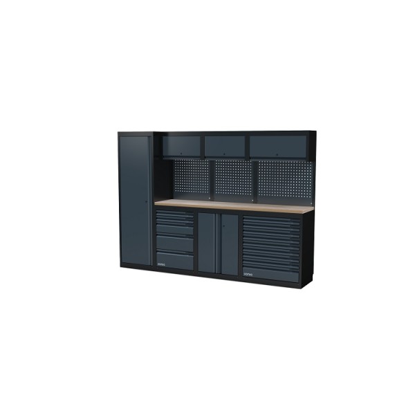 NEXT MSS Schrankwand Holz-Arbeitsplatte, Lochwand, 2803mm/Länge