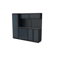 NEXT MSS Schrankwand Edelstahl-Arbeitsplatte, glatte Rückwand, 2300mm/Länge