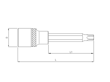 3/8'' TX Biteinsatz mit Loch, lang, T27-H