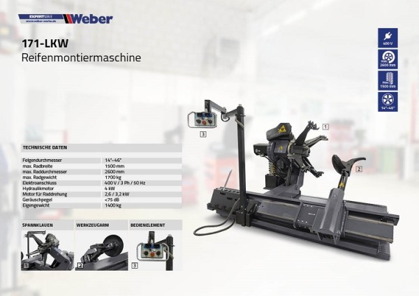 LKW Reifen Montier Maschine Weber Expert Serie 171-LKW