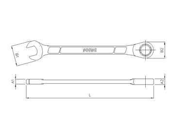Ring-Gabelschlüssel mit Ratsche, gerade, 12-kant, 19mm