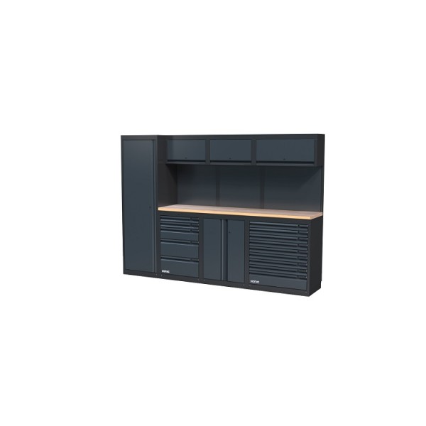 NEXT MSS Schrankwand Holz-Arbeitsplatte, glatte Rückwand, 2803mm/Länge