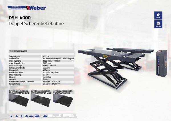 Doppel Scherenhebebühne Weber Expert Serie DSH-4000