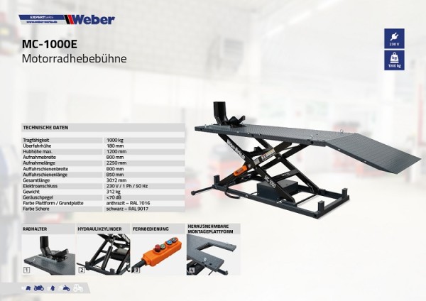 Motorradhebebühne Weber Expert Serie MC-1000E