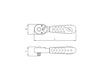 3/8'' Ratsche, kurz, 45 Zähne, 120mm