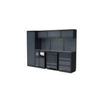 NEXT MSS Schrankwand Edelstahl-Arbeitsplatte, glatte Rückwand, 2803mm/Länge