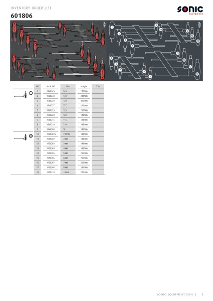 Winkelschlüsselsatz TX und Innensechskant SFS-M 18-tlg.