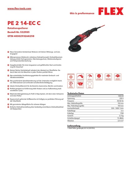 Flex Rotationspolierer PE 2 14-EC C
