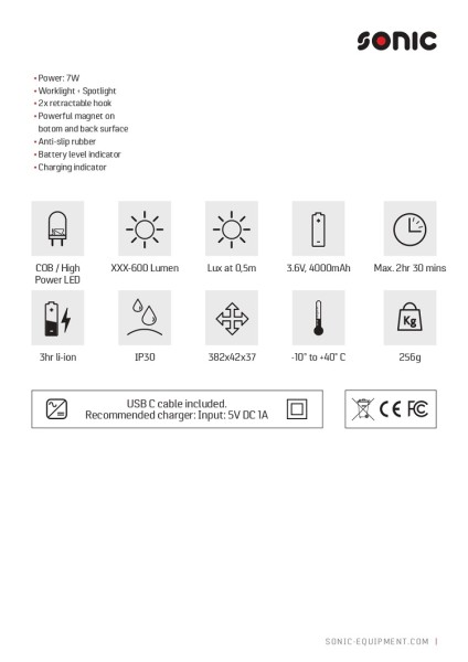 Arbeitsleuchte schlank 10W 3,6V
