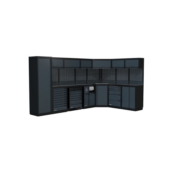 NEXT MSS Schrankwand Edelstahl-Arbeitsplatte, Lochwand, 5026mm/Länge