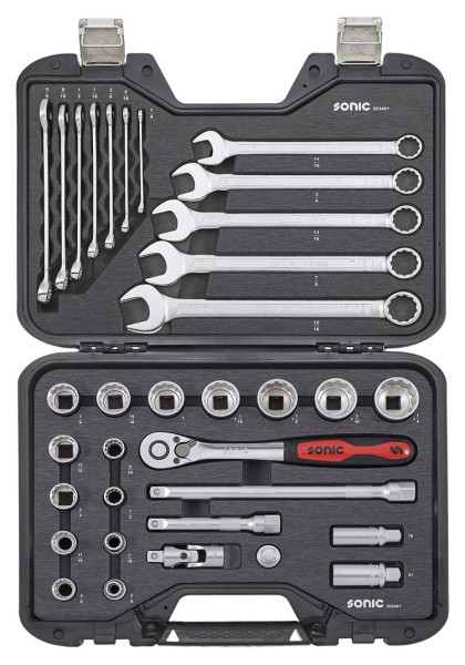 BMCS Stecknuss- und Schlüssel-Satz 1/2" SAE 34-tlg.