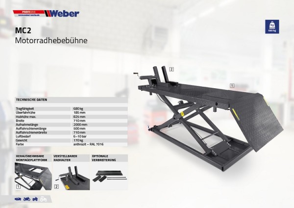 Motorradhebebühne Weber Profi Serie MC2